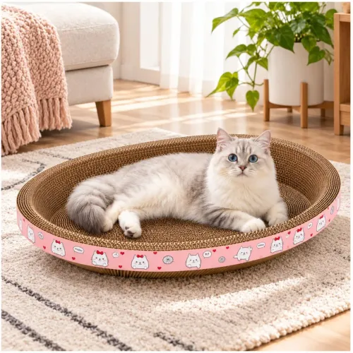 GENERICO Cama Rascador Ovalado Para Gato Corrugado De Alta Densidad 40x60cm