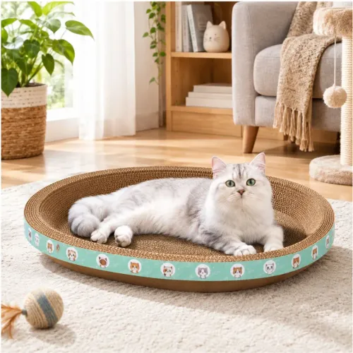GENERICO Cama Rascador Ovalado Para Gato Corrugado De Alta Densidad 30x50cm