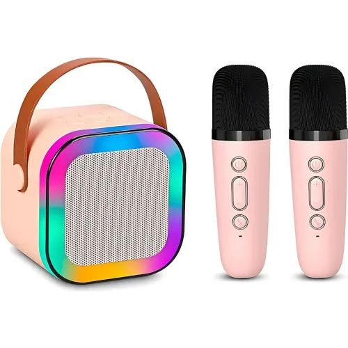 GENERICO Parlante Karaoke Inteligente Portátil Con 2 Micrófonos Y Luces Led K12