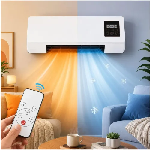GENERICO Ventilador Calefactor Eléctrico De Pared 2 En 1 De 2000w Pantalla Led Control Remoto