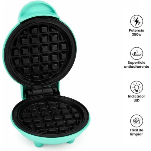 GENERICO Mini Wafflera Antiadherente Eléctrica Portátil De 350w Verde