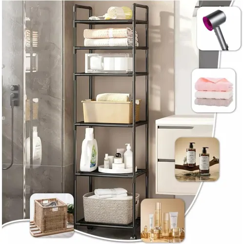 GENERICO Estante Organizador De Cocina Multiusos 6 Niveles Con Ruedas 170x42x32cm