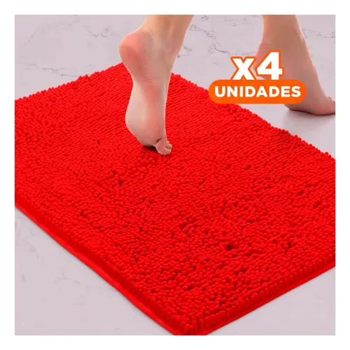 GENERICO Pack4 Protector Decorativo Microfibra 40x60cm Rojo