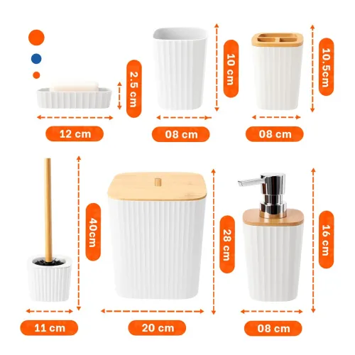 GENERICO Organizador Compacto 6 Piezas Blanco Material