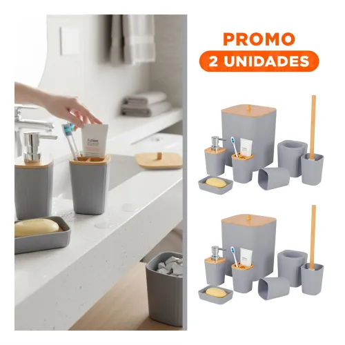 GENERICO Pack2 Caja Organizadora 6 Piezas Gris Para Cocina