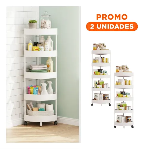 GENERICO Pack2 Organizador Esquinero 5 Niveles Con Ruedas