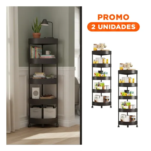 GENERICO Pack2 Organizador Esquinero Negro 5 Niveles