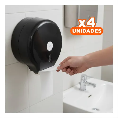 GENERICO Pack4 Organizador De Papel Higienico Jumbo Negro