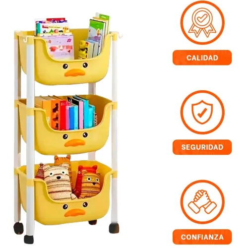 GENERICO Organizador Kawaii 3 Niveles Diseno Pato Practico