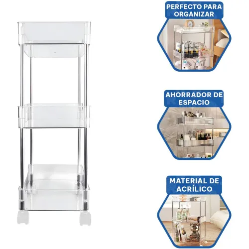 GENERICO Carrito Lateral 3 Niveles Con 4 Ruedas Diseno