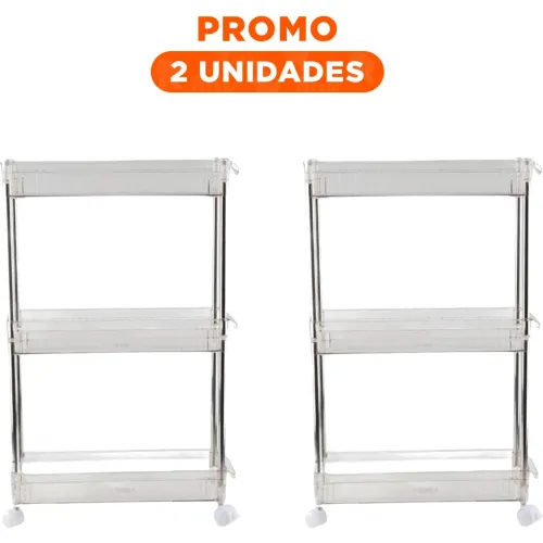 GENERICO Pack2 Estantero Lateral 3 Niveles Con 4 Ruedas