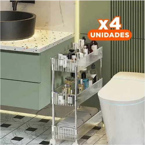 GENERICO Pack4 Estantero Lateral 3 Niveles Con 4 Ruedas