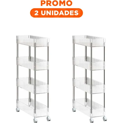 GENERICO Pack2 Estante Lateral 4 Niveles Con 4 Ruedas Diseno