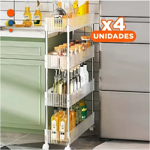 GENERICO Pack4 Estante Lateral 4 Niveles Con 4 Ruedas