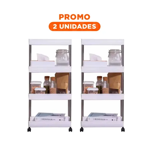 GENERICO Pack2 Anaquel Lateral De 4 Niveles Con 4 Ruedas
