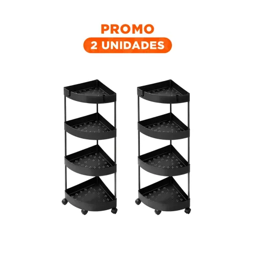 GENERICO Pack2 Anaquel Esquinero De 4 Niveles Con Ruedas
