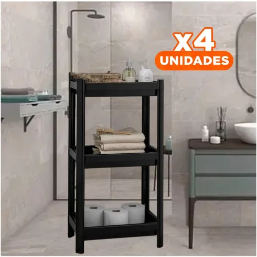 GENERICO Pack4 Organizador Estrecho 3 Niveles De Color Negro