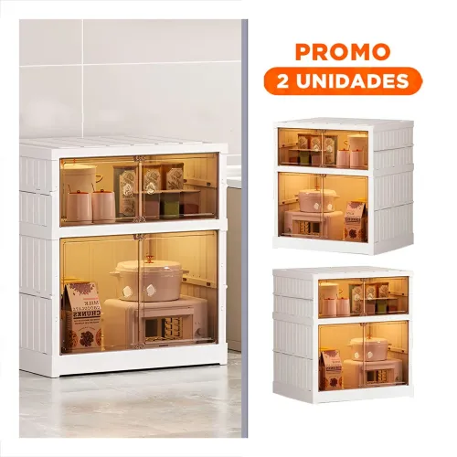 GENERICO Pack2 Mueble Plegable 2 Niveles De Tonalidad Blanco