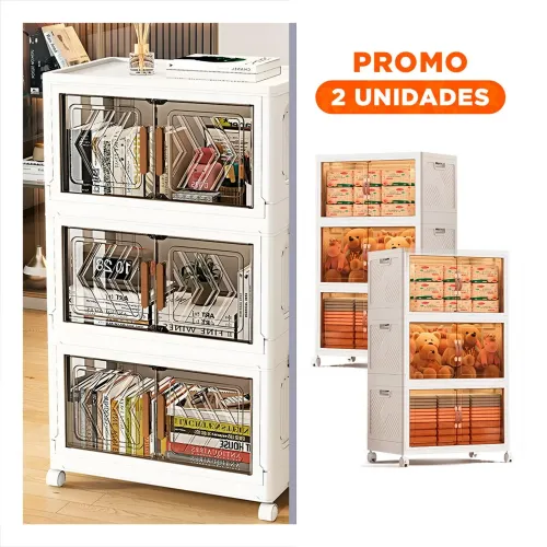 GENERICO Pack2 Mueble Plegable 3 Niveles Blanco 45x30x70 Cm