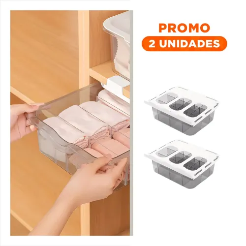 GENERICO Pack2 Organizador De Ropa Gris Transparente