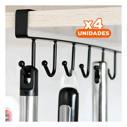 GENERICO Pack4 Organizador De Tazas 6x1 Color Negro