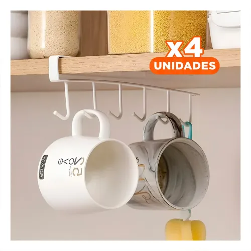 GENERICO Pack4 Organizador De Tazas 6x1 Color Blanco
