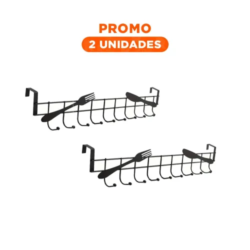 GENERICO Pack2 Organizador De Puerta 45x10 Cm Negro