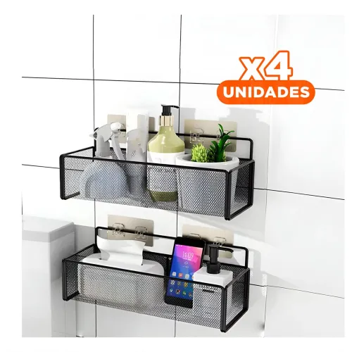 GENERICO Pack4 Estantes Flotantes 15x15x36 Cm Negro