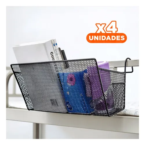 GENERICO Pack4 Organizador De Malla 26x8x13 Cm De Negro