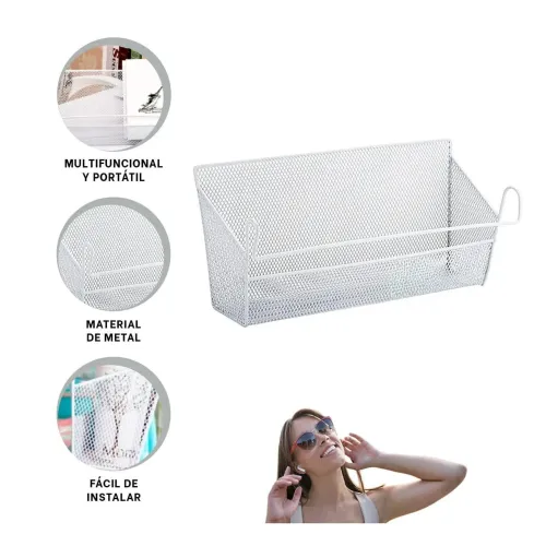 GENERICO Cesta Colgador 26x8x13 Cm De Blanco Para El Orden