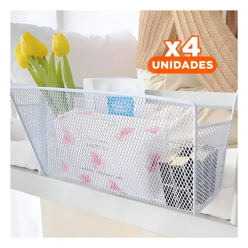GENERICO Pack4 Organizador De Malla 26x8x13 Cm De Blanco