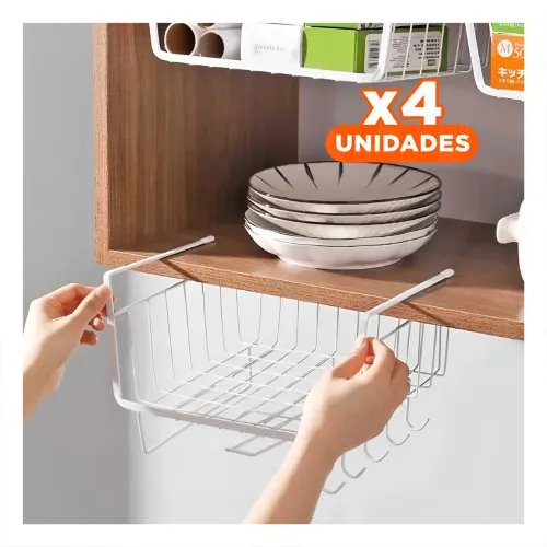 GENERICO Pack4 Organizador De Rejilla 28,5x20x27 Cm Blanco
