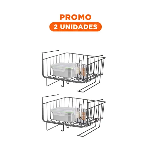 GENERICO Pack2 Organizador De Rejilla 28,5x20x27 Cm Negro