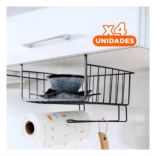 GENERICO Pack4 Organizador De Rejilla 28,5x20x27 Cm Negro
