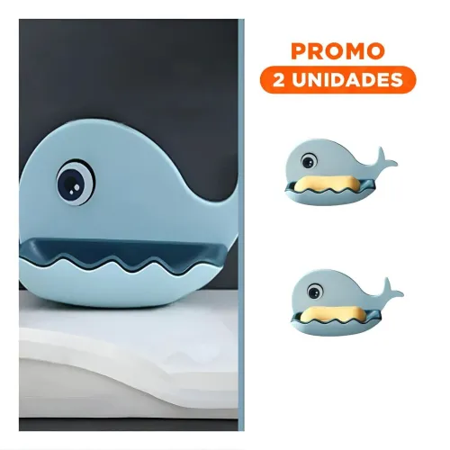 GENERICO Pack2 Soporte Jabon Con Forma De Ballena Celeste