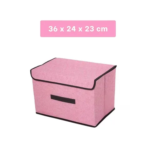 GENERICO Caja Organizadora De Tela Rosado 36x24x23cm