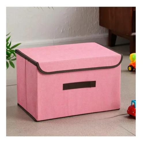 GENERICO Caja De Almacenaje Tela Rosado 36x24x23cm
