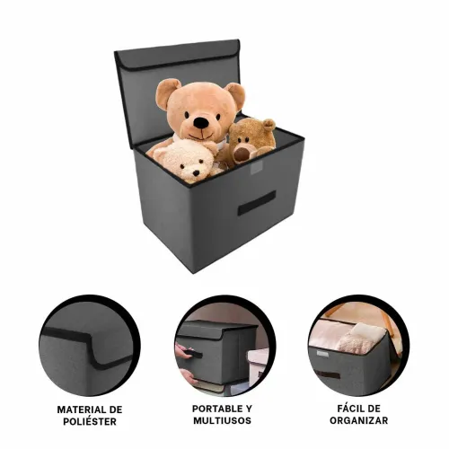 GENERICO Caja Organizadora De Tela Negro 36x24x23cm
