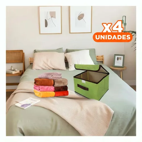 GENERICO Pack4 Modulo Textil Verde 25x19x16cm Para Ropa