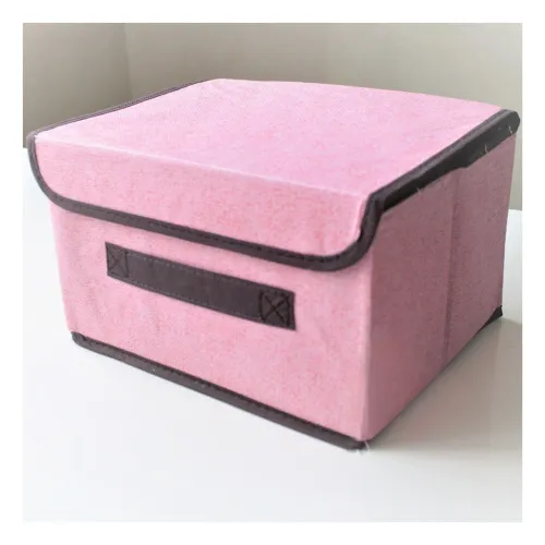 GENERICO Caja Organizadora De Tela Rosado 25x19x16cm