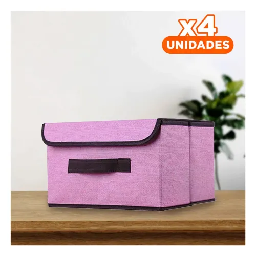 GENERICO Pack4 Modulo Textil Rosado 25x19x16cm Para Ropa