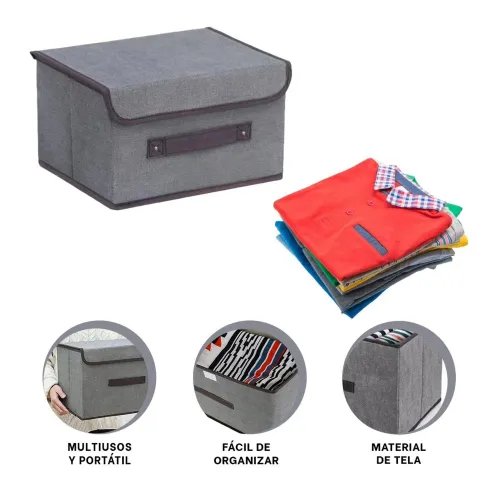GENERICO Caja Organizadora De Tela Plomo 25x19x16cm