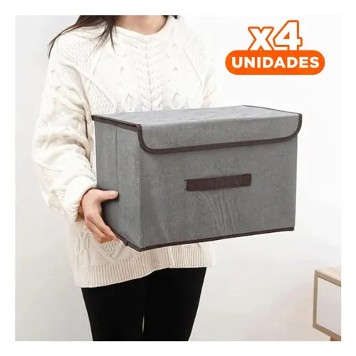 GENERICO Pack4 Modulo Textil Plomo 25x19x16cm Para Ropa