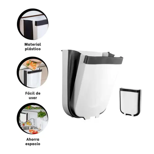 GENERICO Tacho Plegable Blanco Para Residuos Practico