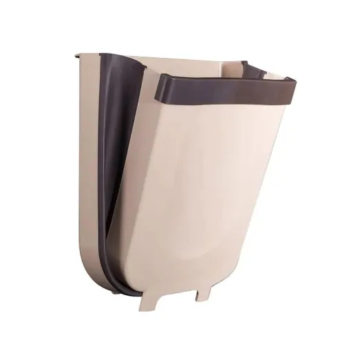GENERICO Tacho Flexible Beige Para Basura Diseño Compacto