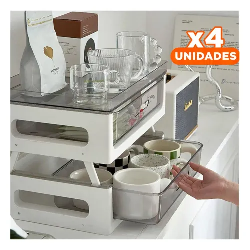 GENERICO Pack4 Base Doble Nivel Para Te Y Tazas Accesorios