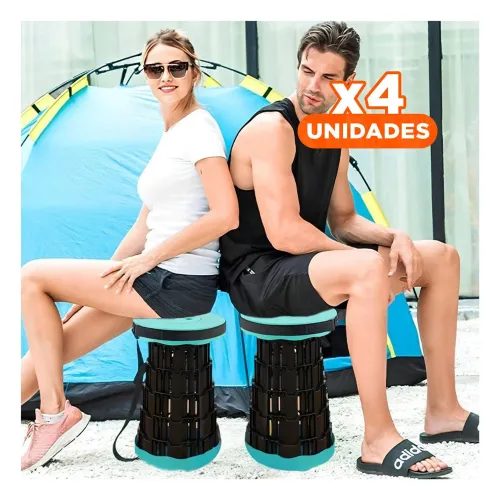 GENERICO Pack4 Asiento Portatil Plegable Con 2 Seguros