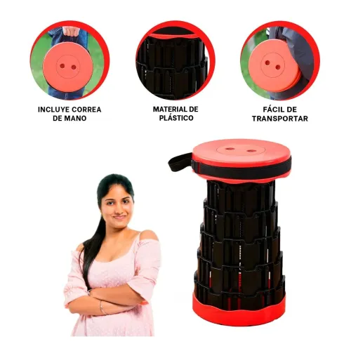 GENERICO Silla Plegable 2 Seguros Portatiles Tapa Rojo