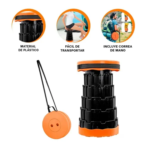 GENERICO Silla Plegable 2 Seguros Portatiles Tapa Naranja
