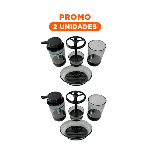 GENERICO Pack2 Coleccion Aseo 4 Piezas Color Negro